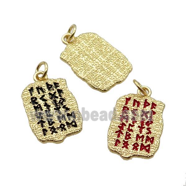 Copper Oracle Bones Pendant Enamel Gold Plated Mixed