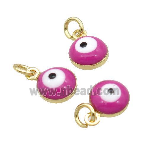 Copper Evil Eye Pendant Hotpink Enamel 18K Gold Plated