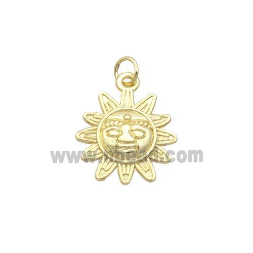Alloy Sunflower Charm Pendant 18K Gold Plated