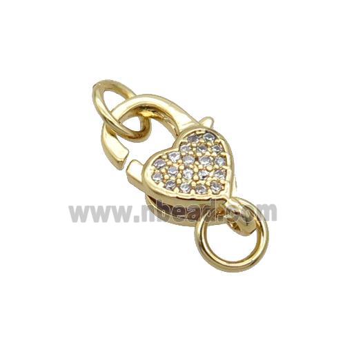 Copper Lobster Clasp Pave Zircon Heart Unfade 18K Gold Plated