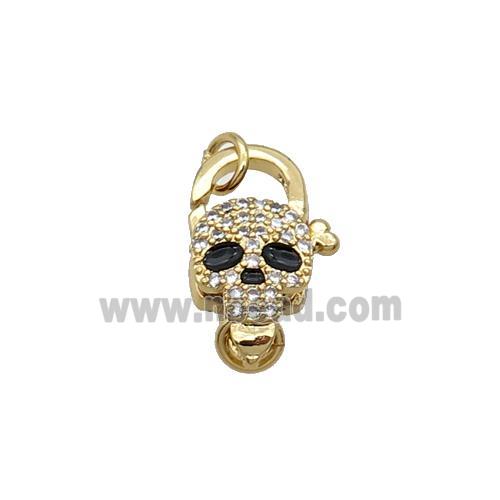 Copper Lobster Clasp Pave Zircon Skull Unfade 18K Gold Plated