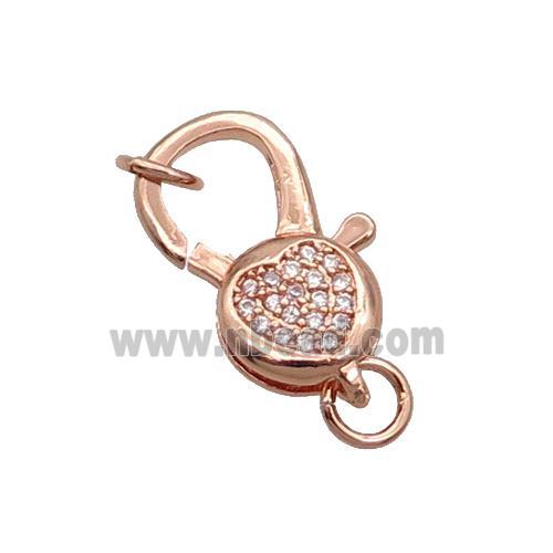 Copper Lobster Clasp Pave Zircon Heart Unfade Rose Gold