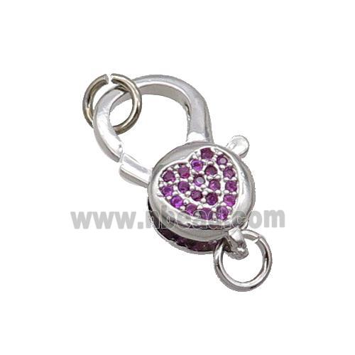 Copper Lobster Clasp Pave Zircon Heart Unfade Platinum Plated
