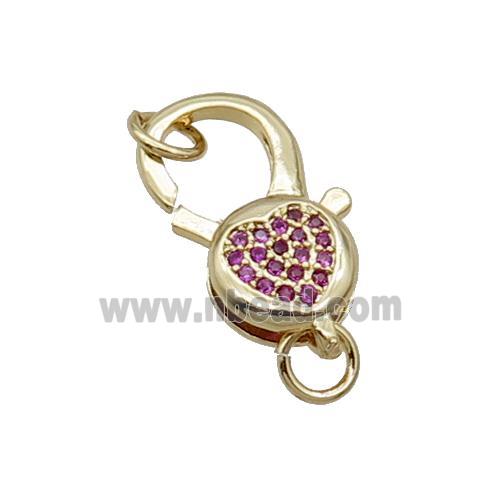 Copper Lobster Clasp Pave Zircon Heart Unfade 18K Gold Plated