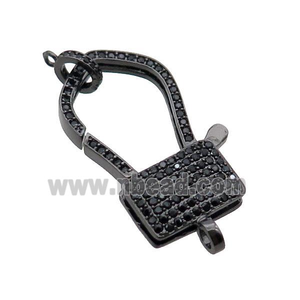 Copper Lobster Clasp Pave Zircon Black Plated