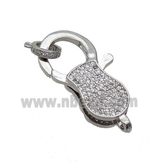 Copper Lobster Clasp Pave Zircon Unfade Platinum Plated