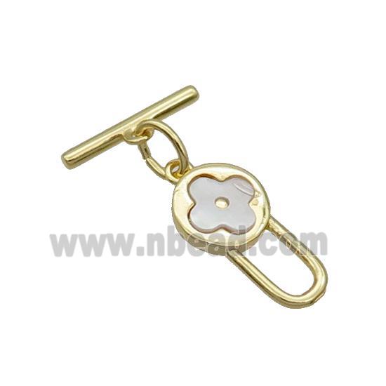 Copper Toggle Clasp Pave Shell Unfade 18K Gold Plated