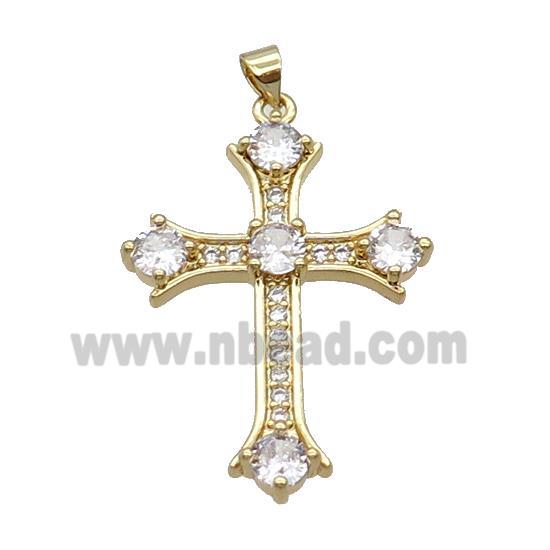 Copper Cross Pendant Pave Zircon Gold Plated