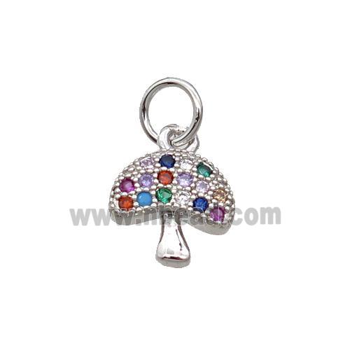 Copper Mushroom Pendant Pave Zircon Platinum Plated