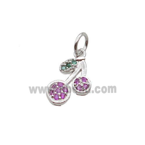 Copper Strawberry Pendant Pave Zircon Platinum Plated