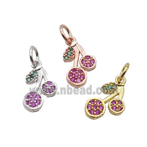 Copper Strawberry Pendant Pave Zircon Mixed