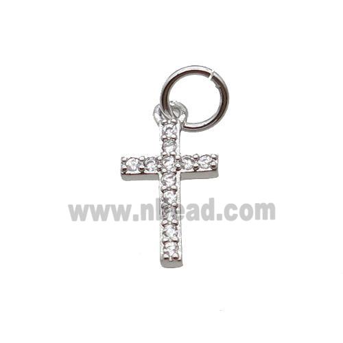 Copper Cross Pendant Pave Zircon Platinum Plated