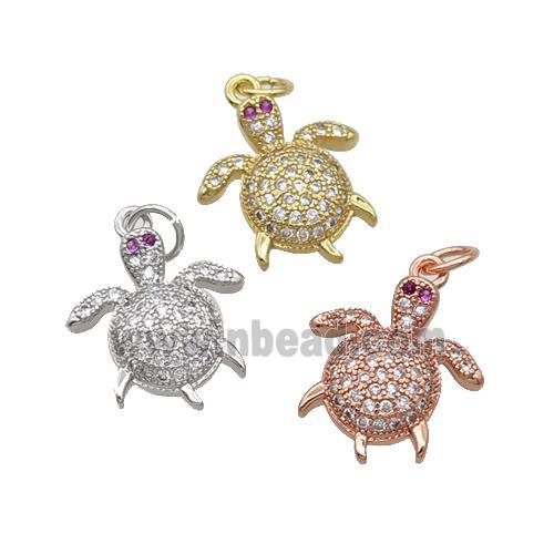 Copper Tortoise Pendant Pave Zircon Mixed