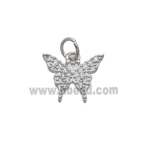 Copper Butterfly Pendant Pave Zircon Platinum Plated