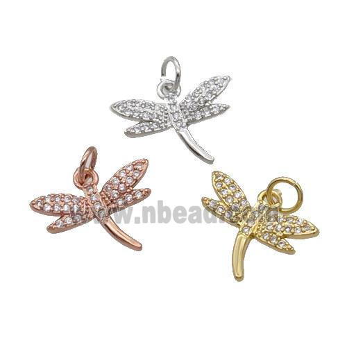 Copper Dragonfly Pendant Pave Zircon Mixed