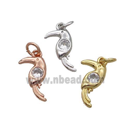 Copper Parrot Pendant Bird Pave Zircon Mixed