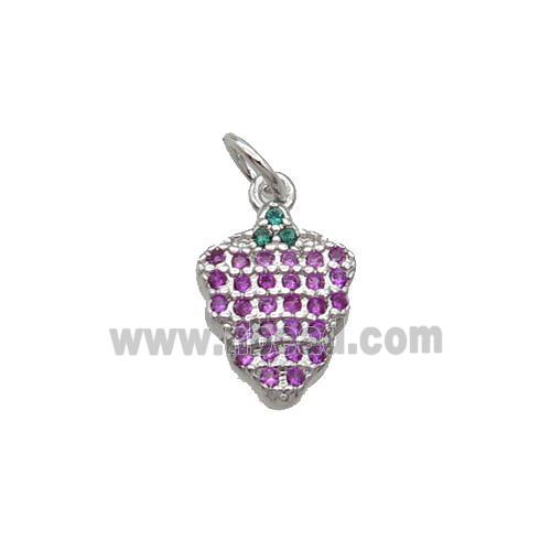 Copper Grapes Pendant Pave Zircon Platinum Plated