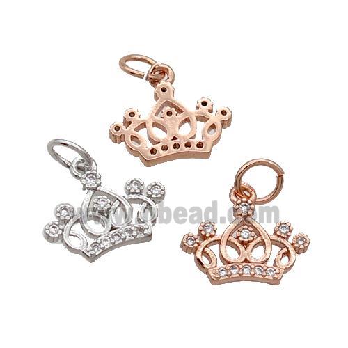Copper Crown Pendant Pave Zircon Mixed