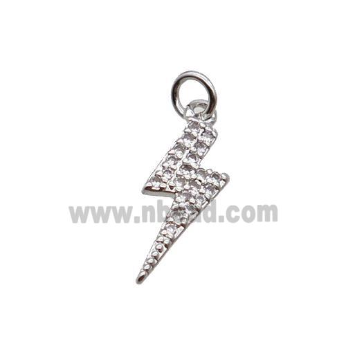 Copper Lightning Pendant Pave Zircon Platinum Plated