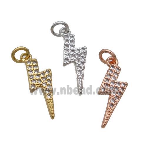 Copper Lightning Pendant Pave Zircon Mixed