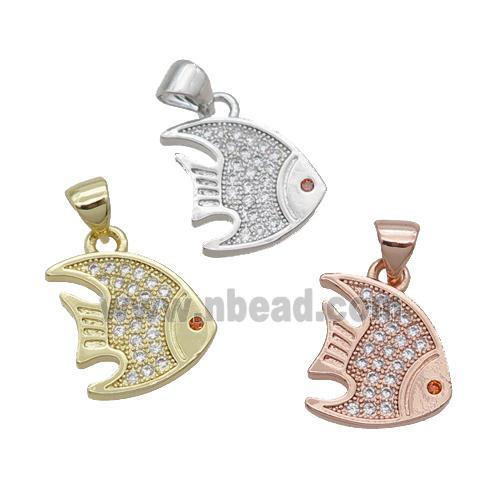 Copper Goldfish Pendant Pave Zircon Mixed