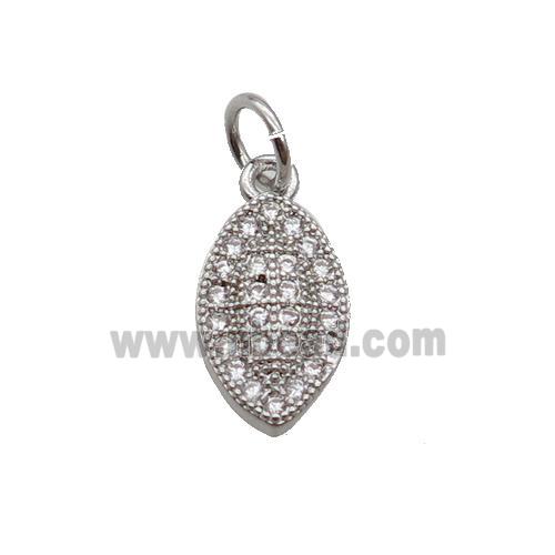 Copper Leaf Pendant Pave Zircon Platinum Plated