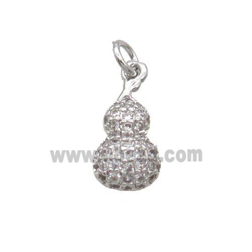Copper Gourd Pendant Pave Zircon Platinum Plated