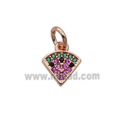 Copper Fan Pendant Pave Zircon Pizza Rose Gold