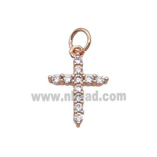 Copper Cross Pendant Pave Zircon Rose Gold