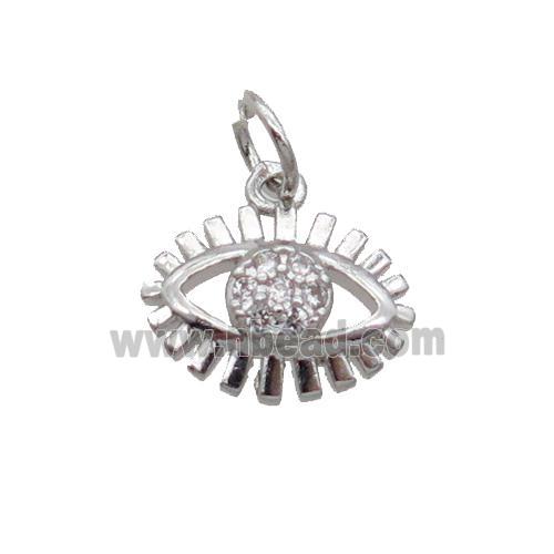 Copper Eye Pendant Pave Zircon Platinum Plated