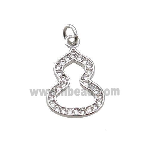 Copper Gourd Pendant Pave Zircon Platinum Plated