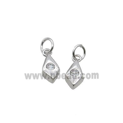 Copper Teardrop Pendant Pave Zircon Platinum Plated