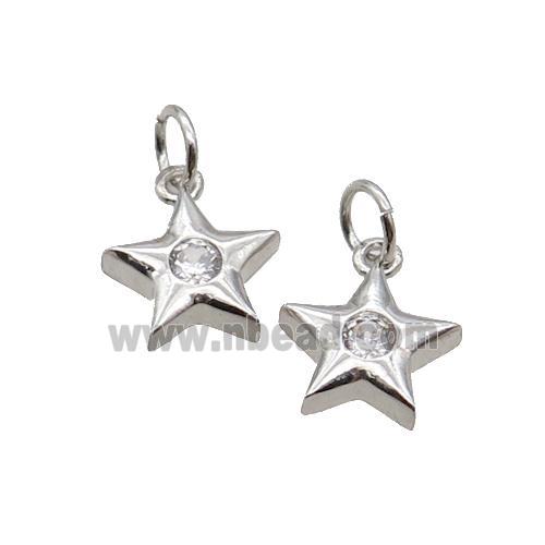 Copper Star Pendant Pave Zircon Platinum Plated