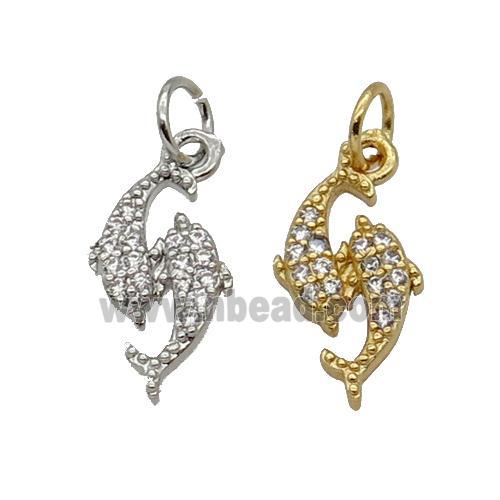 Copper Dolphin Pendant Pave Zircon Mixed