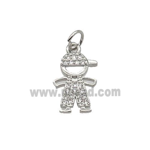 Copper Boy Pendant Pave Zircon Kids Platinum Plated