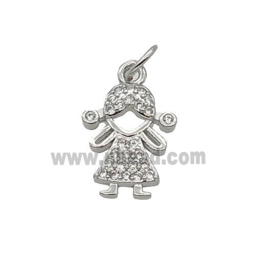 Copper Girl Pendant Pave Zircon Kids Platinum Plated