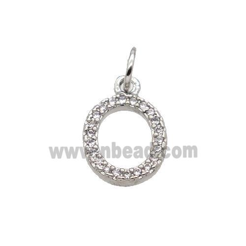 Copper Circle Pendant Pave Zircon Platinum Plated