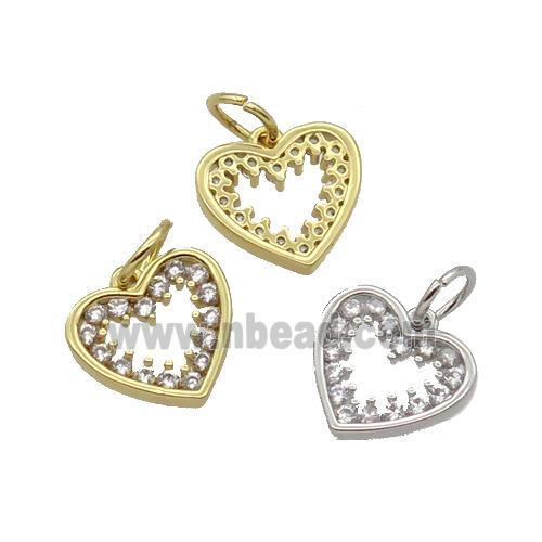 Copper Heart Pendant Pave Zircon Mixed