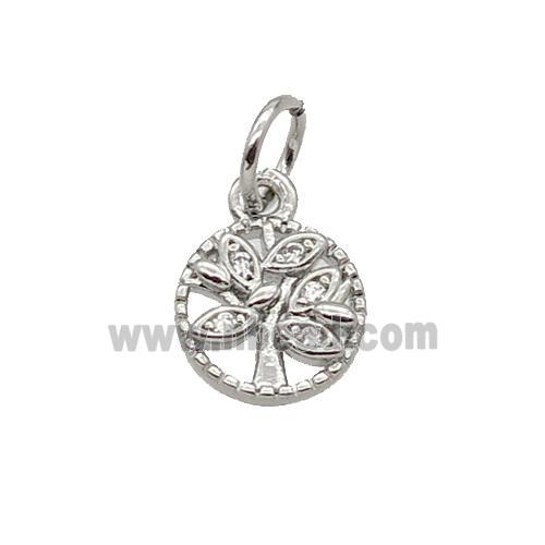 Copper Tree Pendant Pave Zircon Platinum Plated