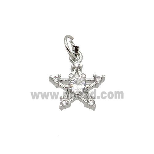 Copper Star Pendant Pave Zircon Platinum Plated
