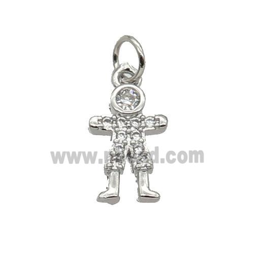 Copper Kids Pendant Pave Zircon Platinum Plated