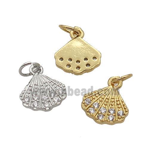 Copper Pendant Pave Zircon Conchshell Mixed