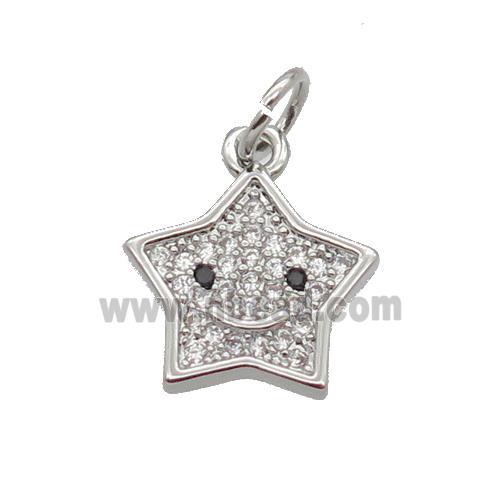 Copper Star Pendant Pave Zircon Platinum Plated
