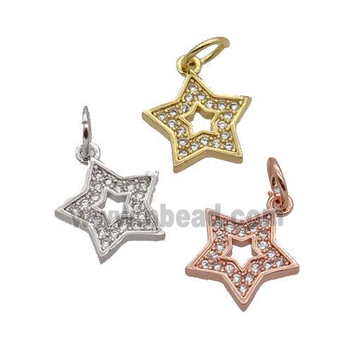 Copper Star Pendant Pave Zircon Mixed