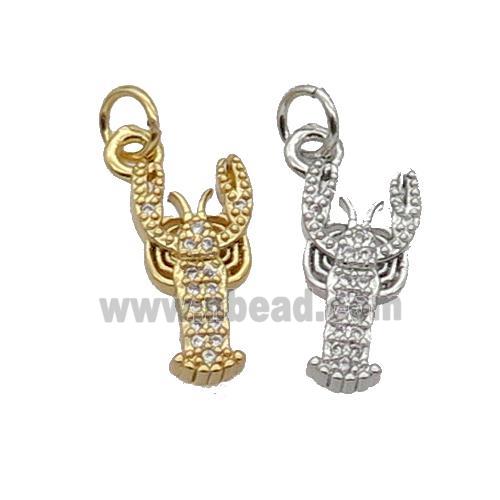 Copper Lobster Pendant Pave Zircon Mixed