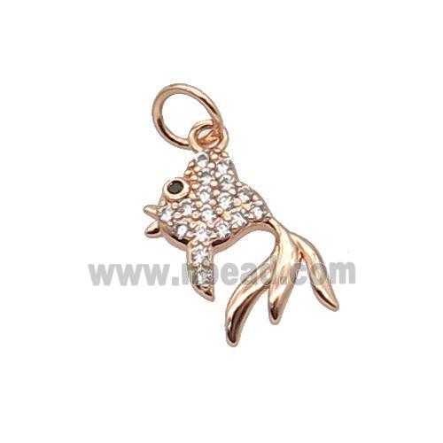 Copper Goldfish Pendant Pave Zircon Rose Gold