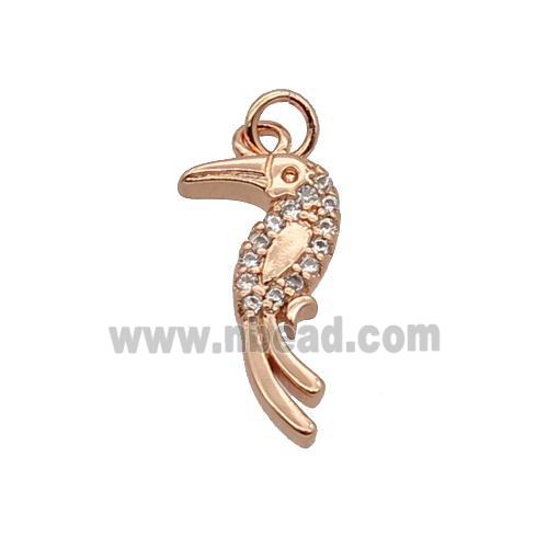 Copper Parrot Pendant Pave Zircon Birds Rose Gold