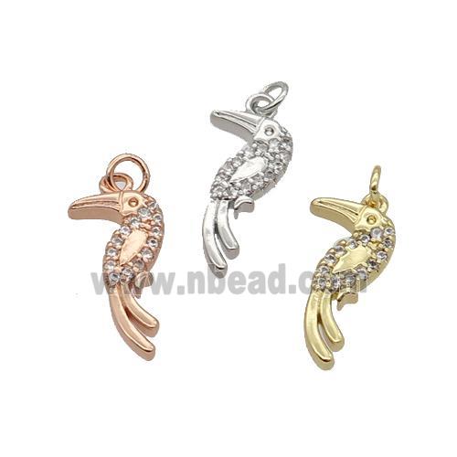 Copper Parrot Pendant Pave Zircon Birds Mixed