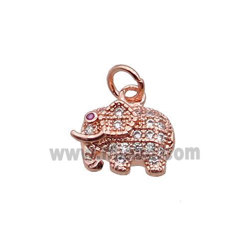 Copper Elephant Pendant Pave Zircon Rose Gold