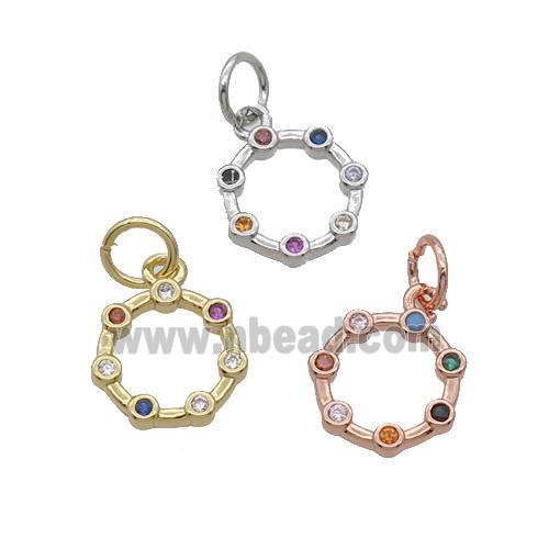 Copper Circle Pendant Pave Zircon Mixed